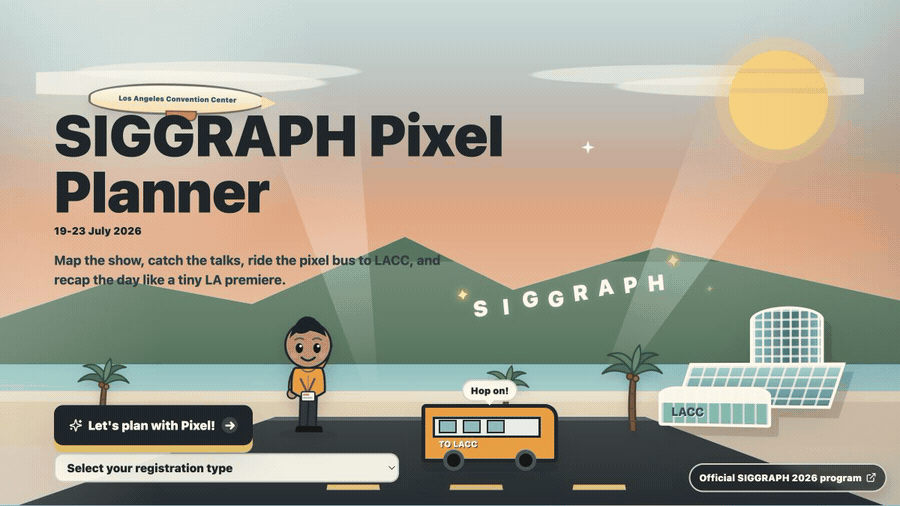 SIGGRAPH Pixel Planner schedule, map, and avatar workflow